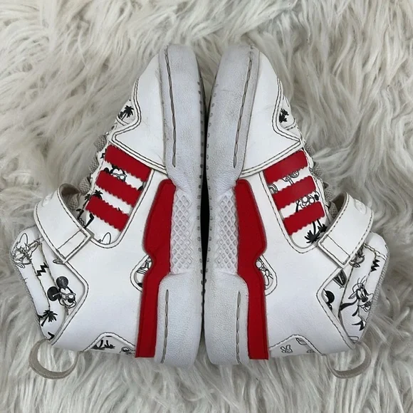ADIDAS DISNEY Kids Unisex Shoes White & Red Size 8K Pull On Velcro - Picture 8 of 13